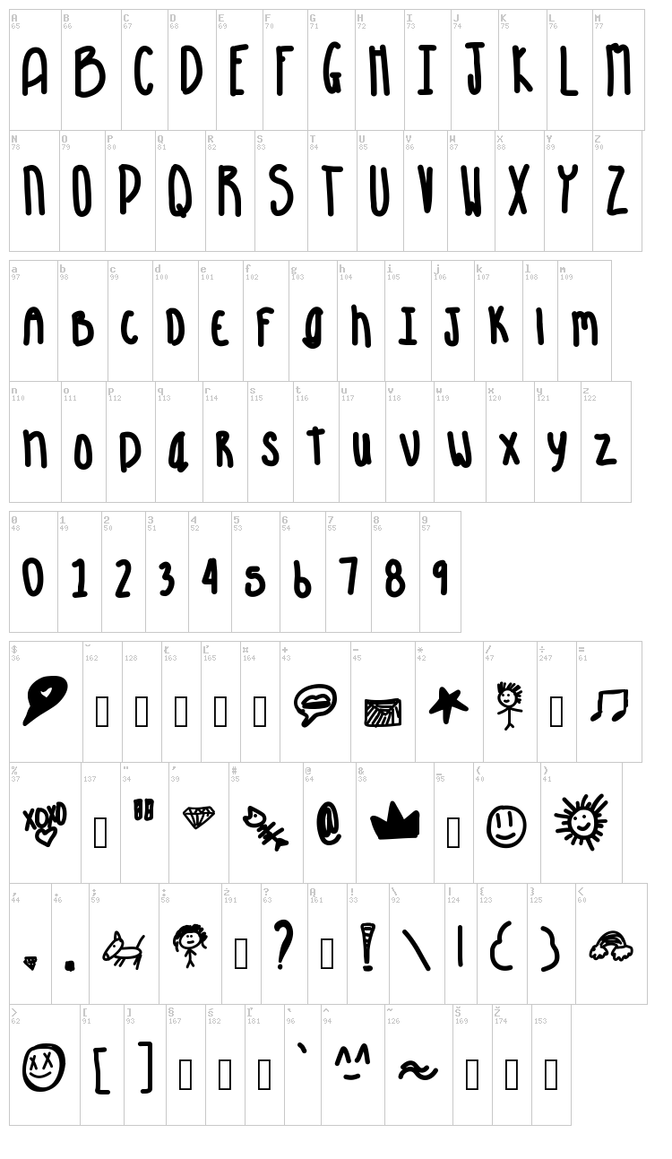Aquarious font map