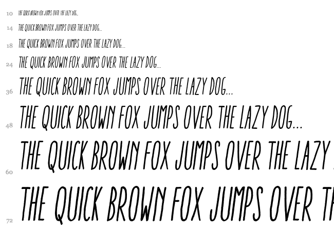 Aracne Ultra Condensed font waterfall