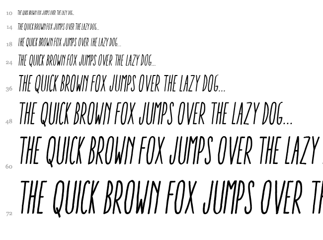 Aracne Ultra Condensed font waterfall