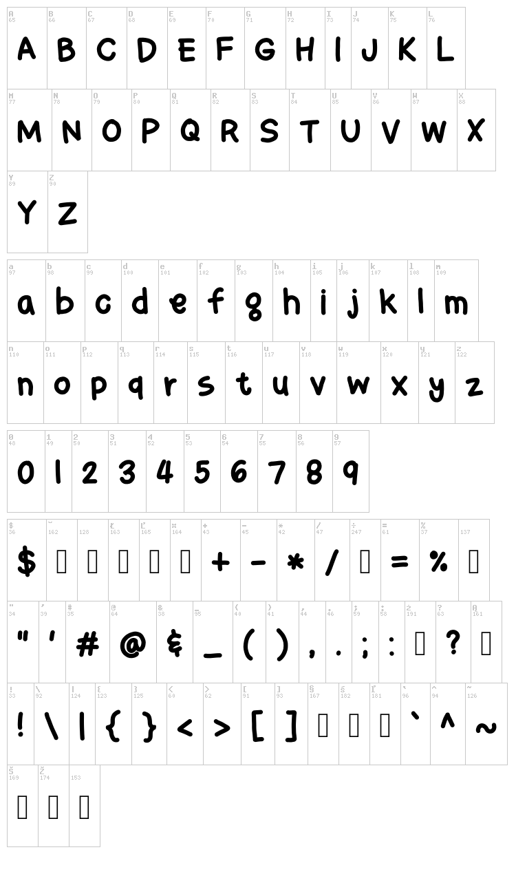BingBong font map
