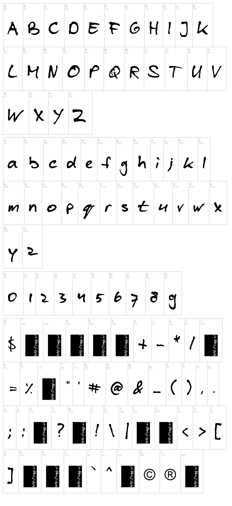 Blzee font map