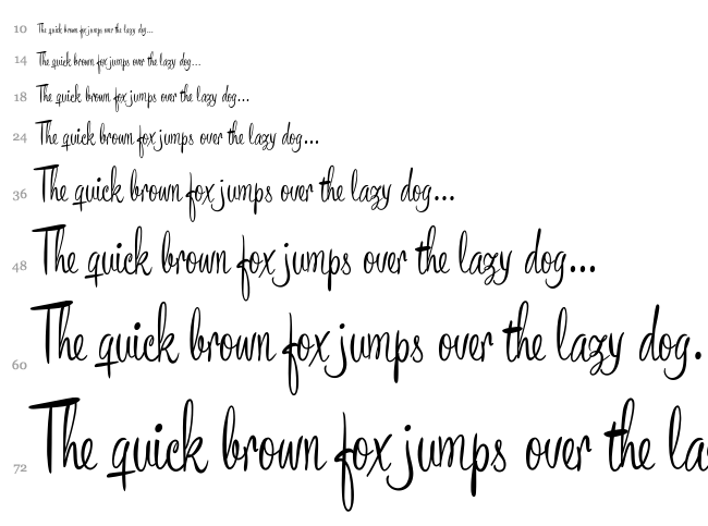 Bronze Script font waterfall