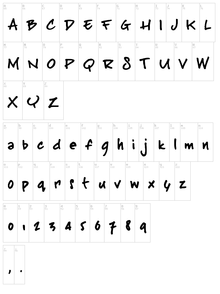 Buffalo Stance font map