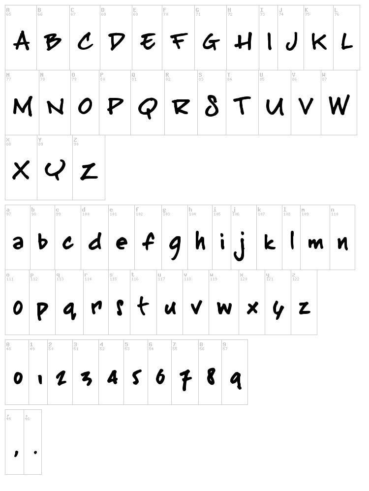 Buffalo Stance font map