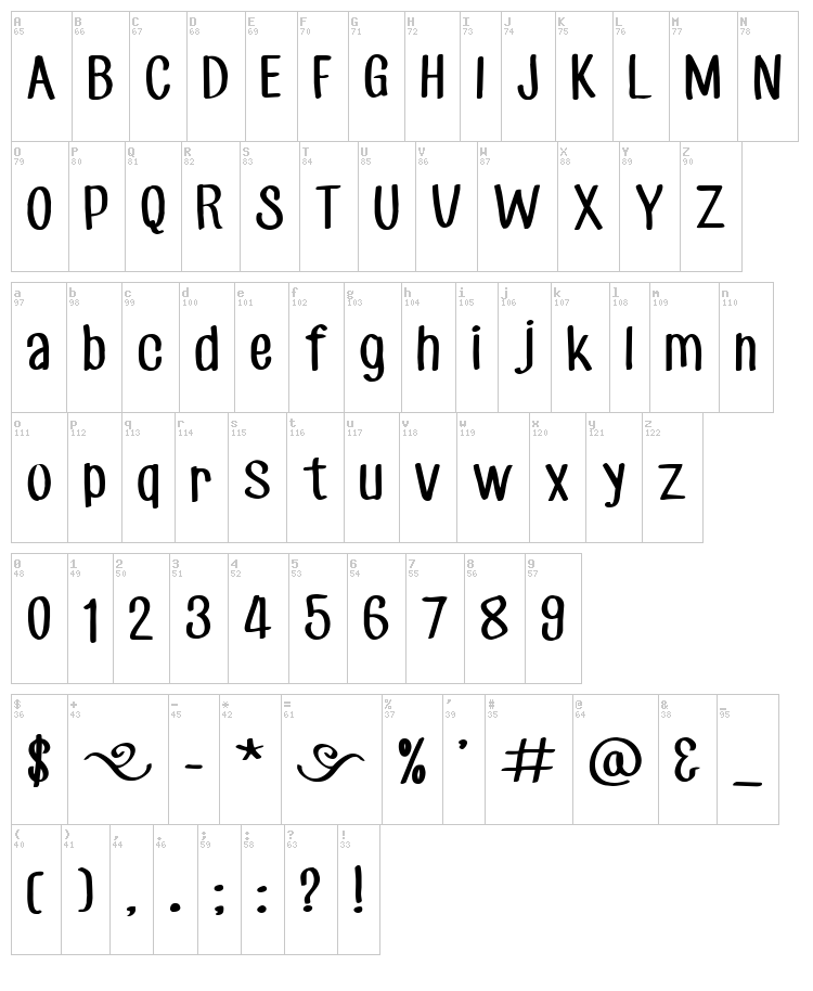 CF Jack Story font map