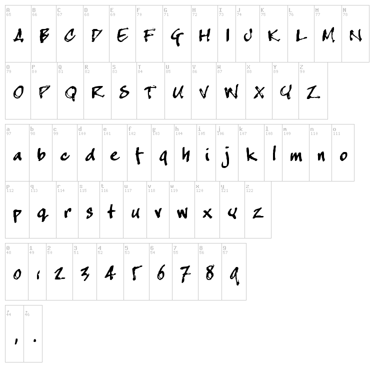 Crappy Joe font map