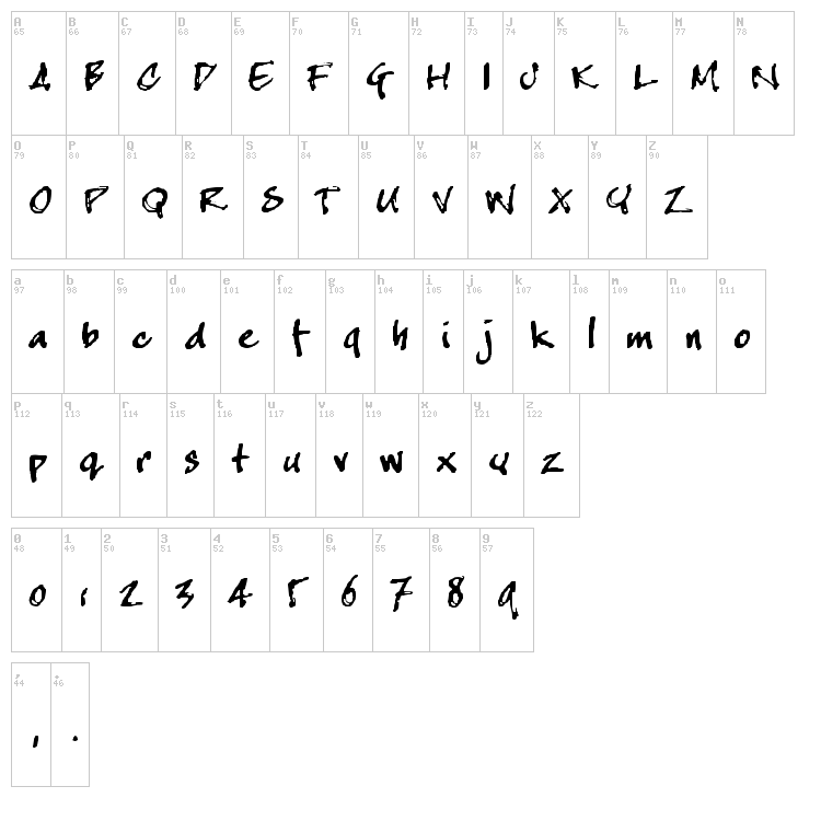 Crappy Joe font map