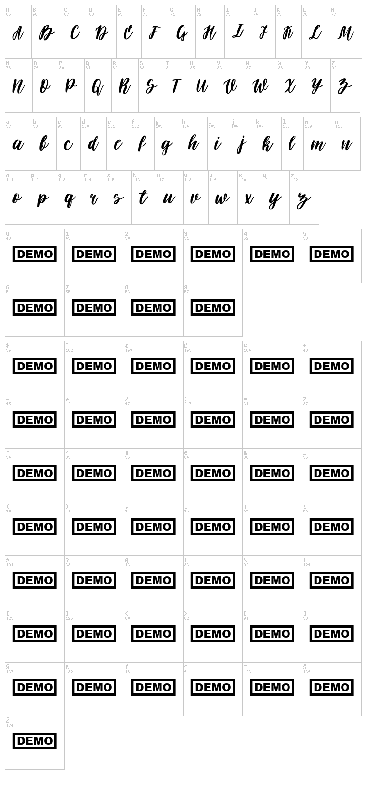Darflow font map