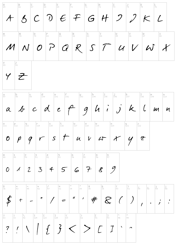 Darkwoman font map