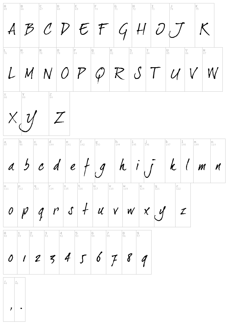 Dear Joe 2 font map