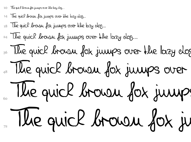 Denise Handwriting font waterfall