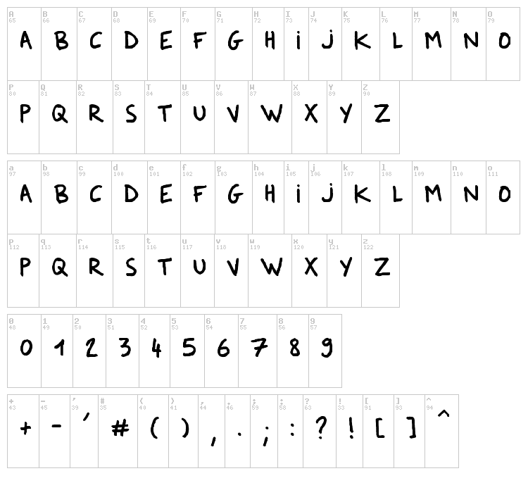 Dker FeltPen font map