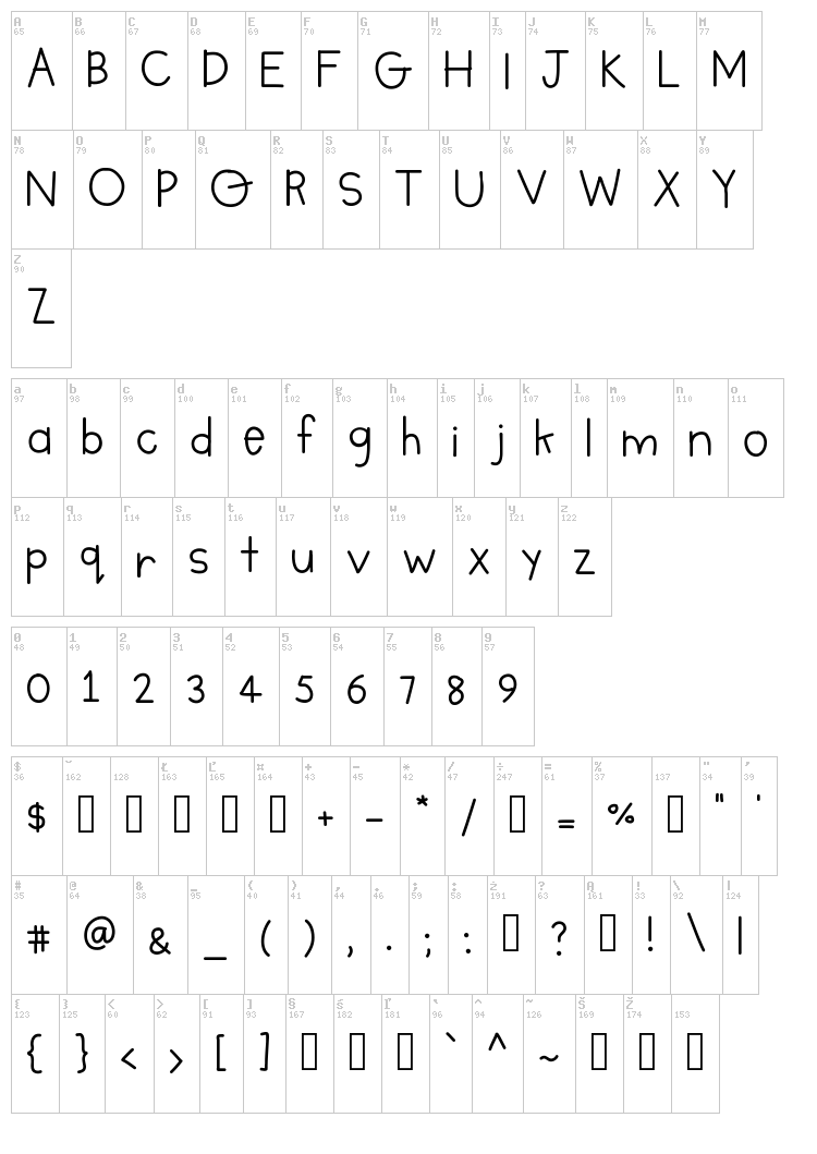 DP Camille font map