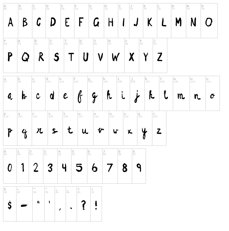 Dragon Night font map