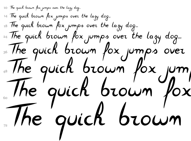 Feather Script font waterfall