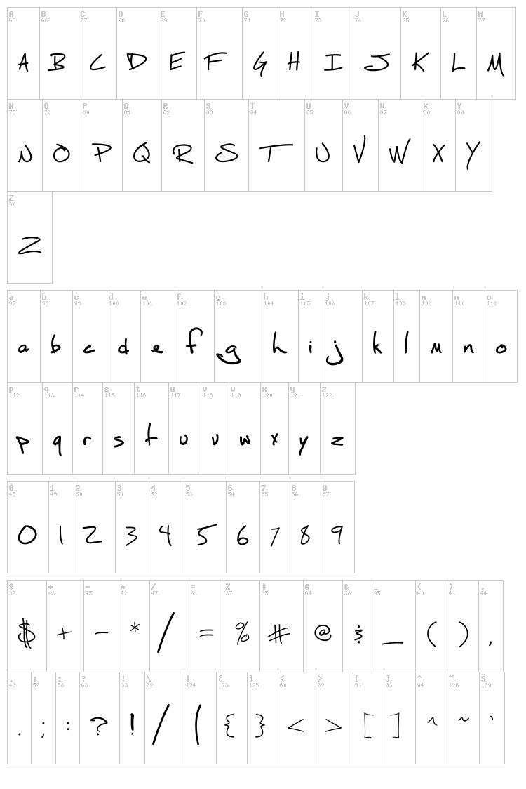 Fh Script font map