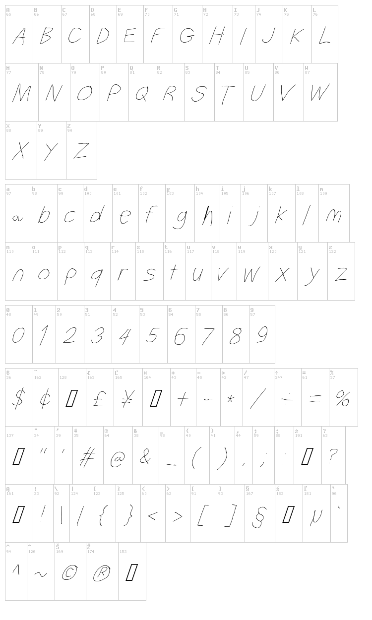 Filament Serie font map
