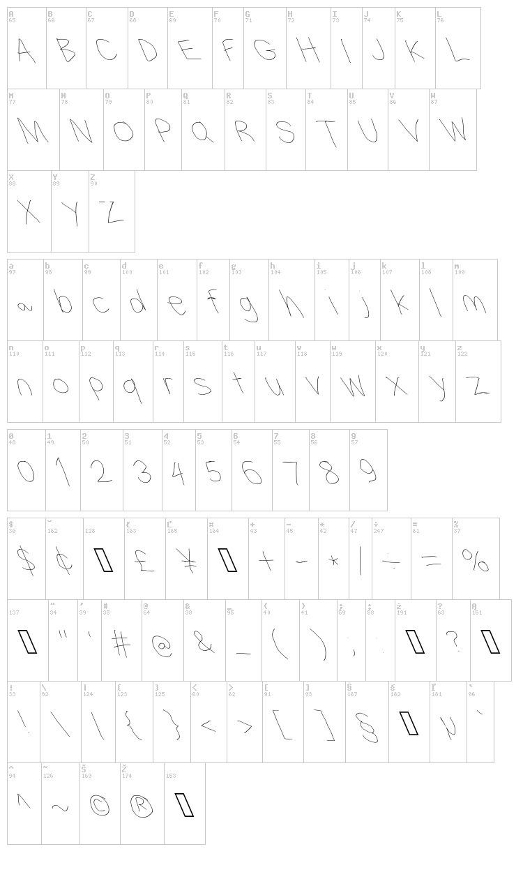 Filament Serie font map