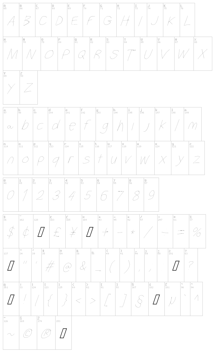 Filament Serie font map