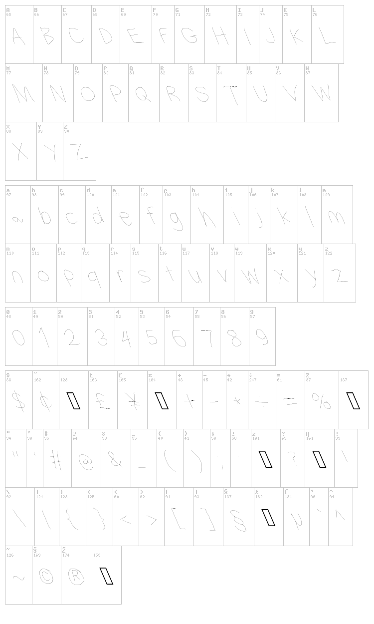 Filament Serie font map