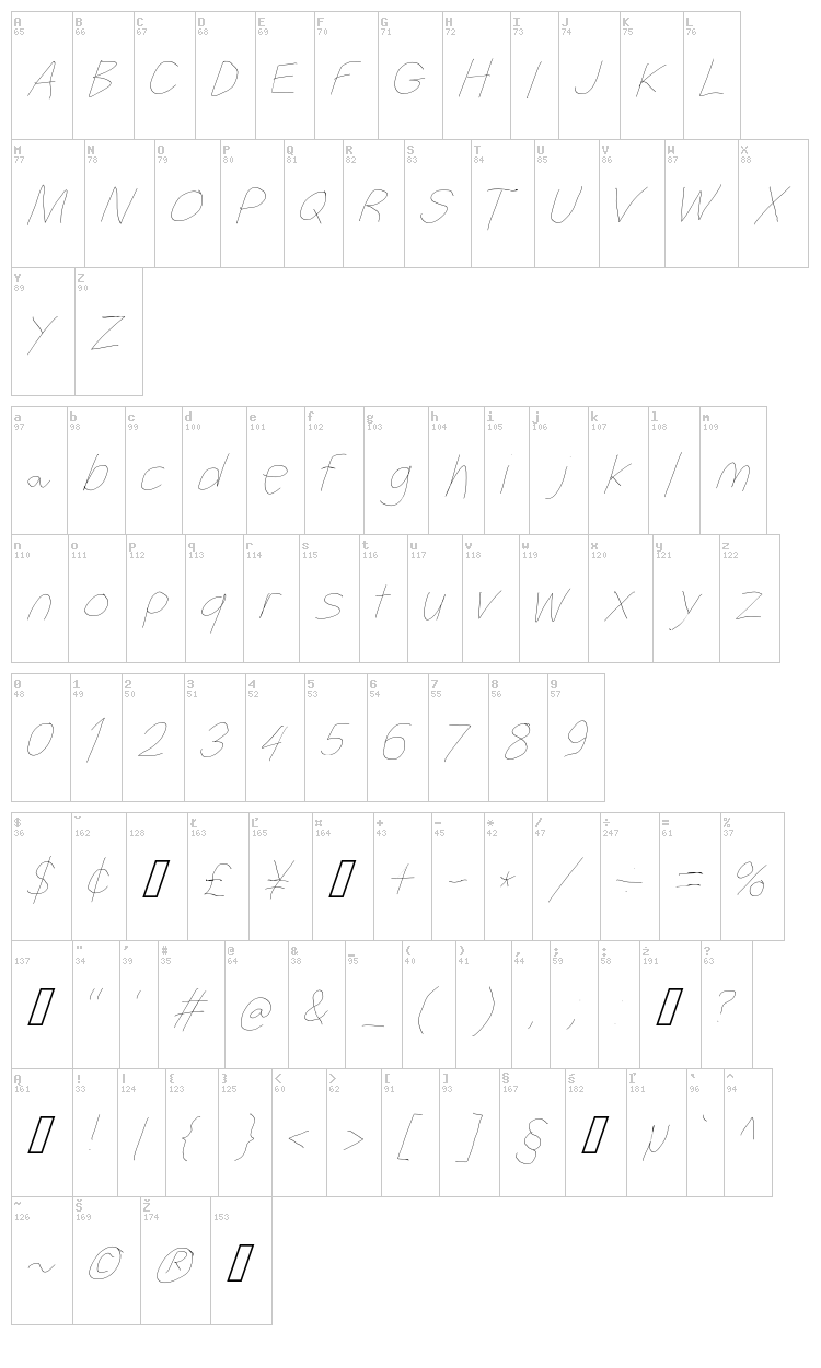 Filament Serie font map