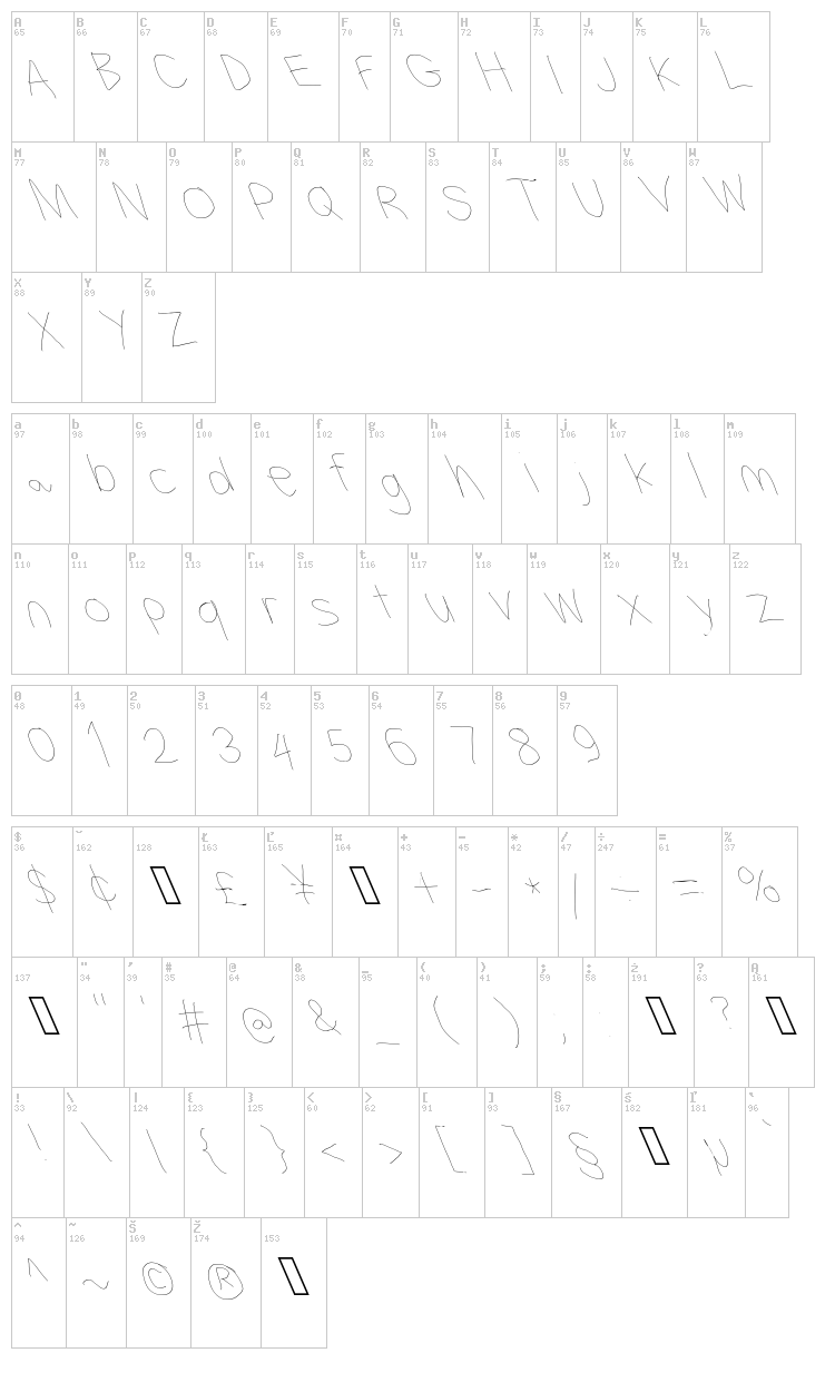 Filament Serie font map