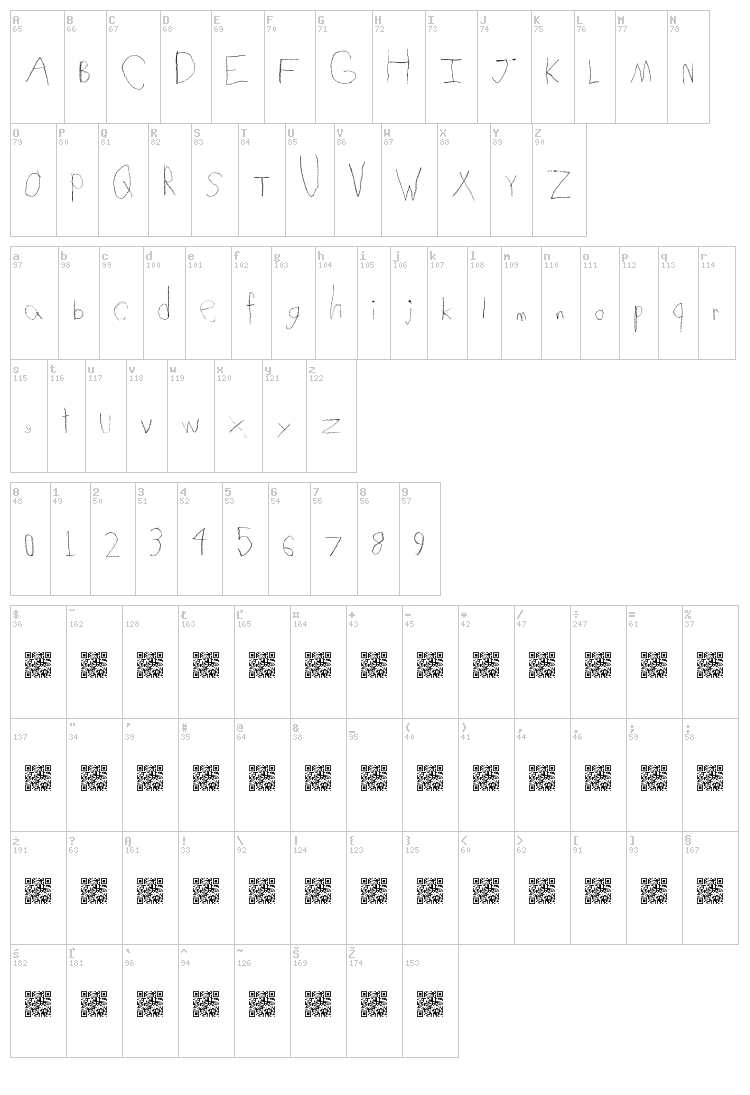 Flavored Crayons font map