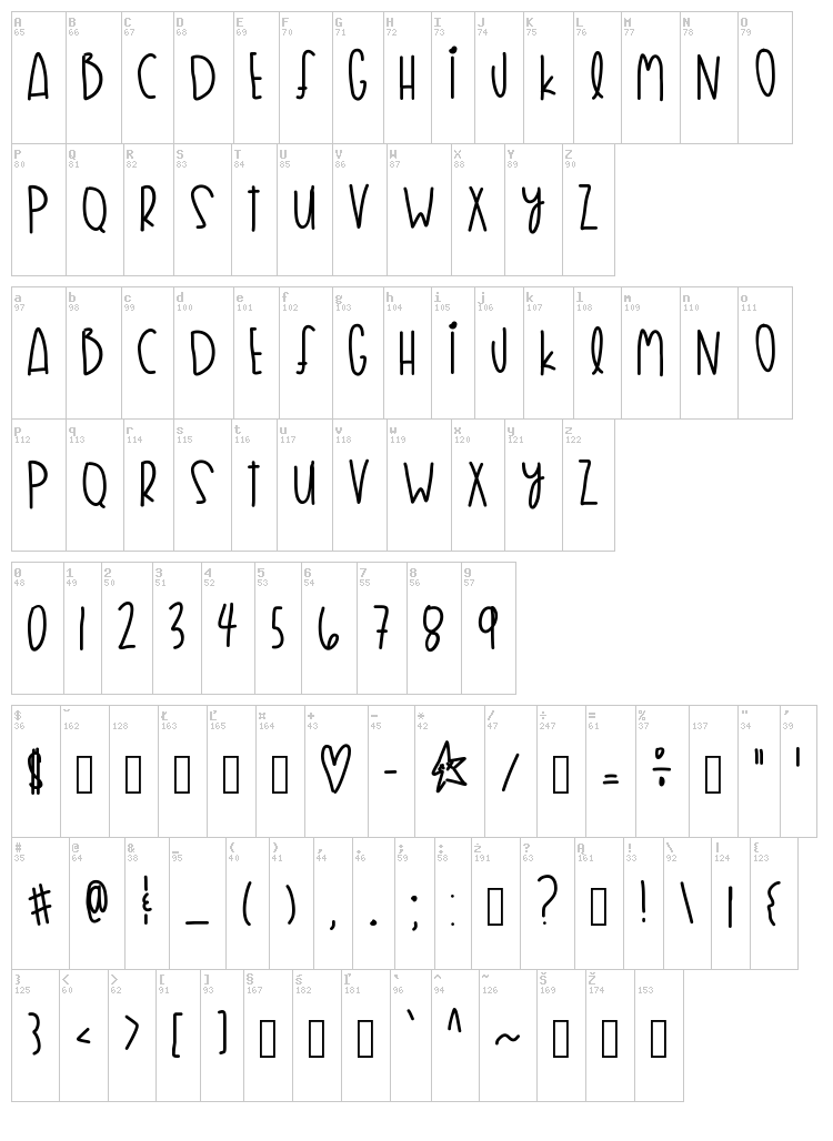 Flyknit Life font map