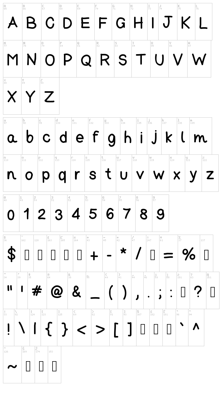 For My True Love font map