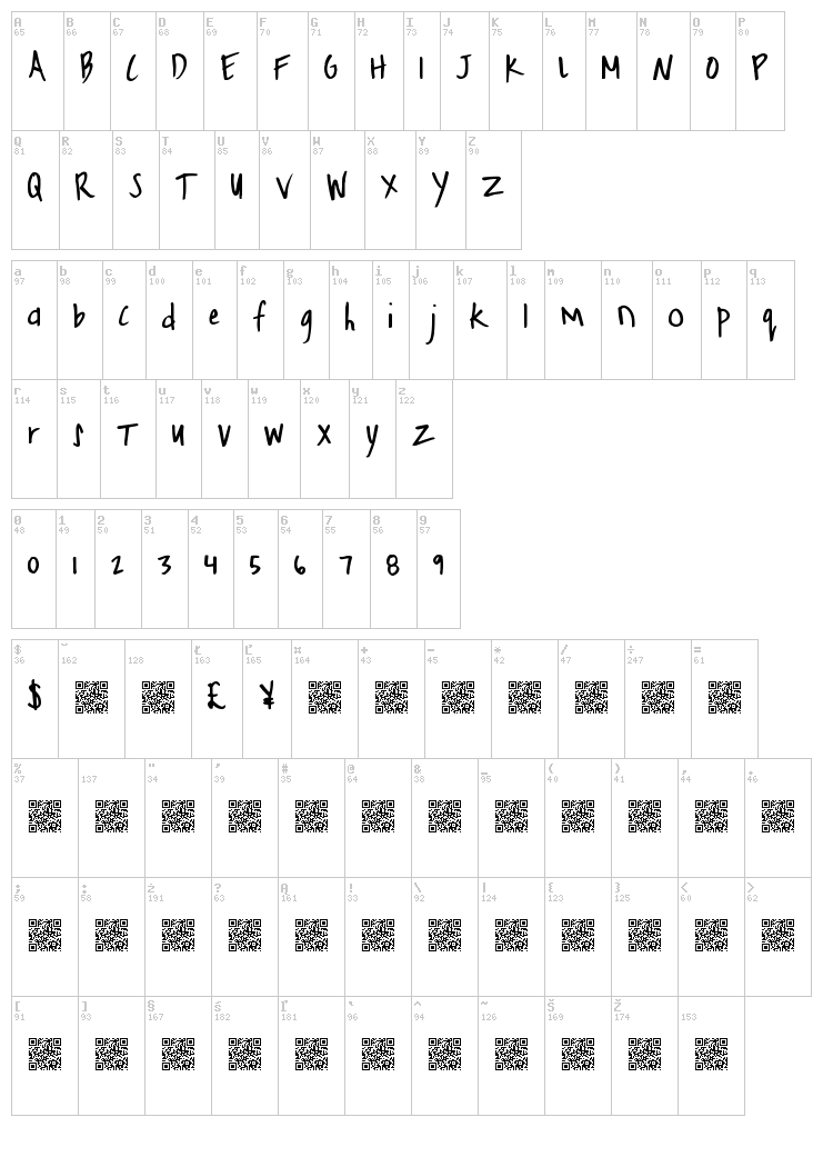 Fresh Holiday font map