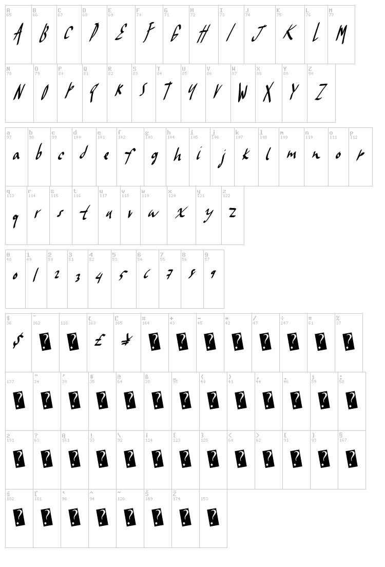 Frosty Winter font map