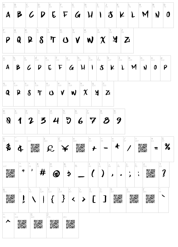 Grape Dragon font map