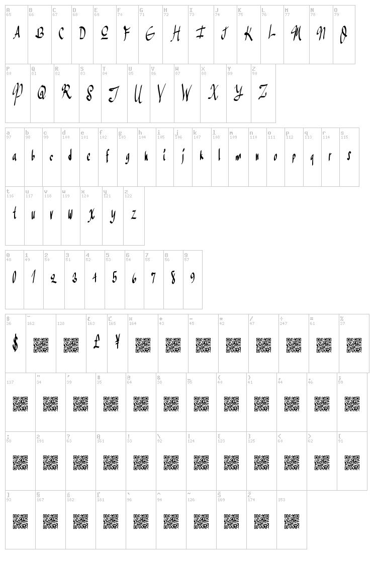 Greater Sales font map