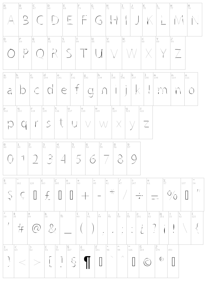 Grutch Line font map