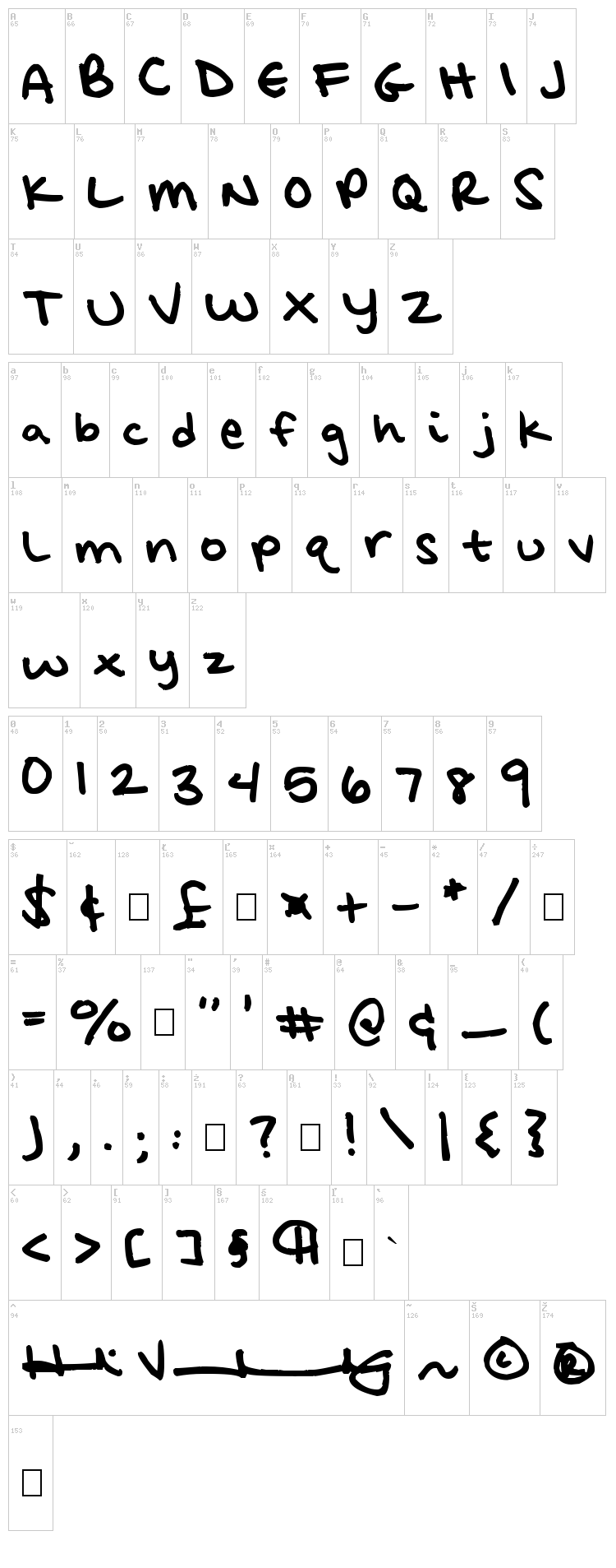 H6 font map