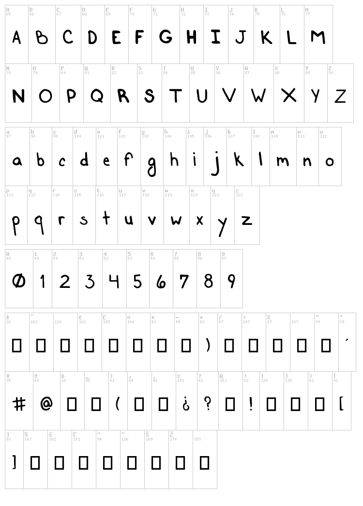 Handbag font map