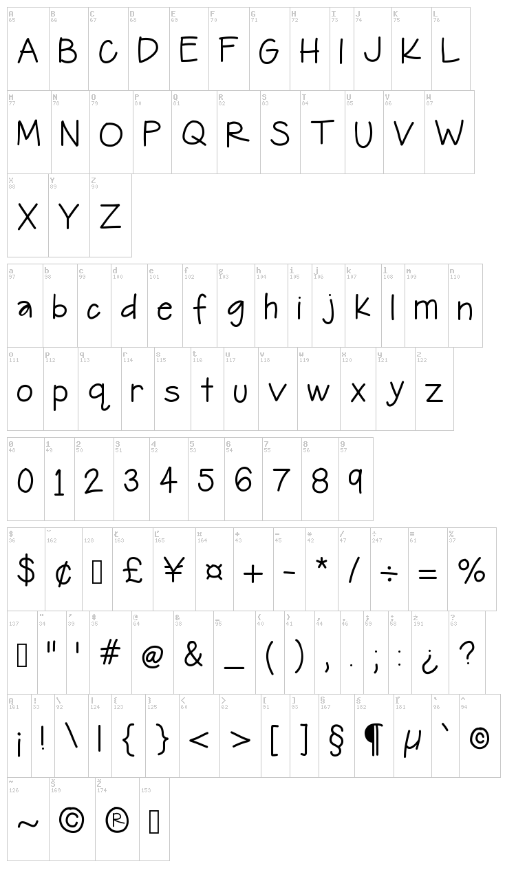 Hello Journey font map