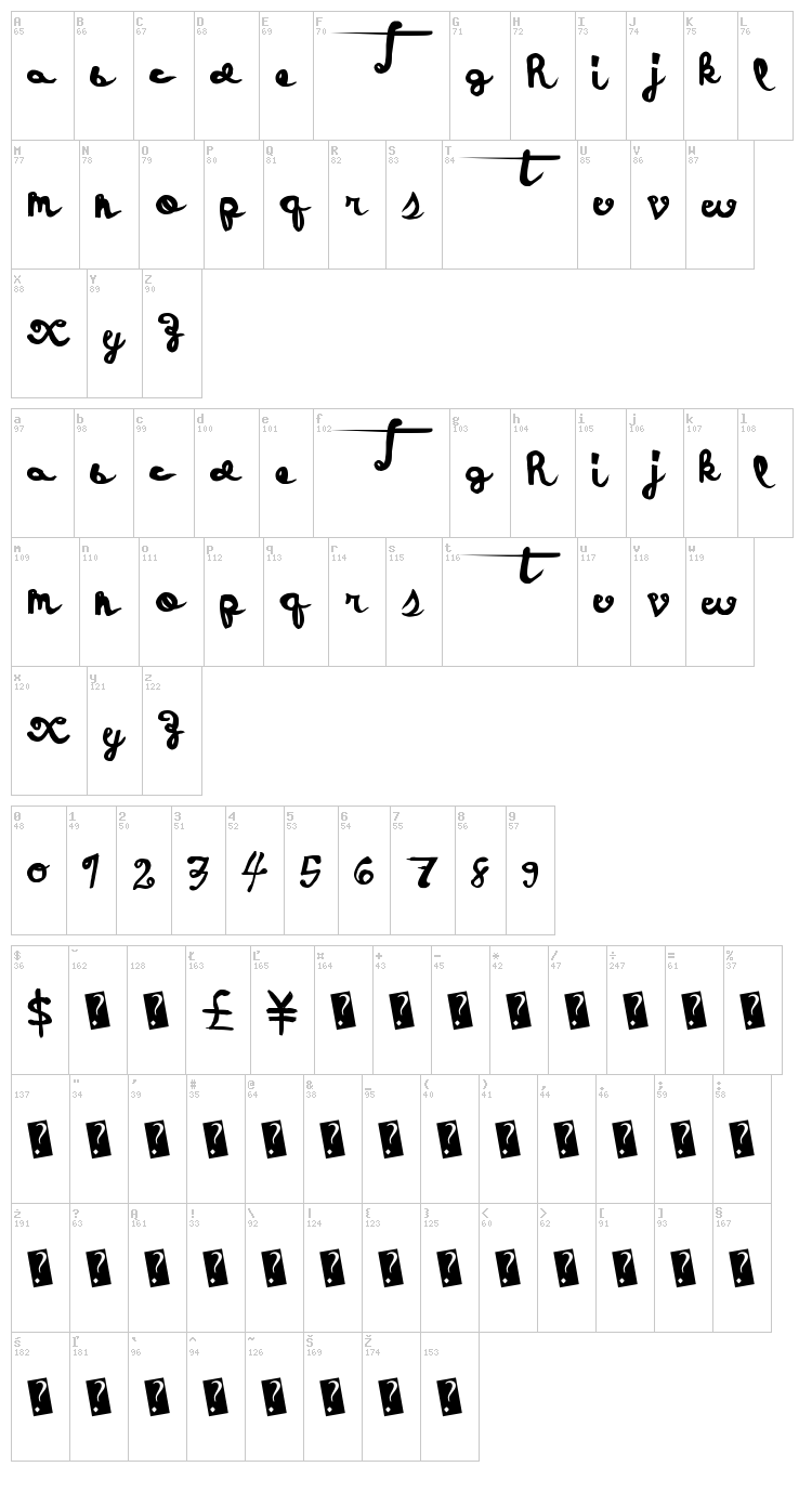 Holiday Event font map