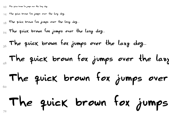 HZHandwrite font waterfall