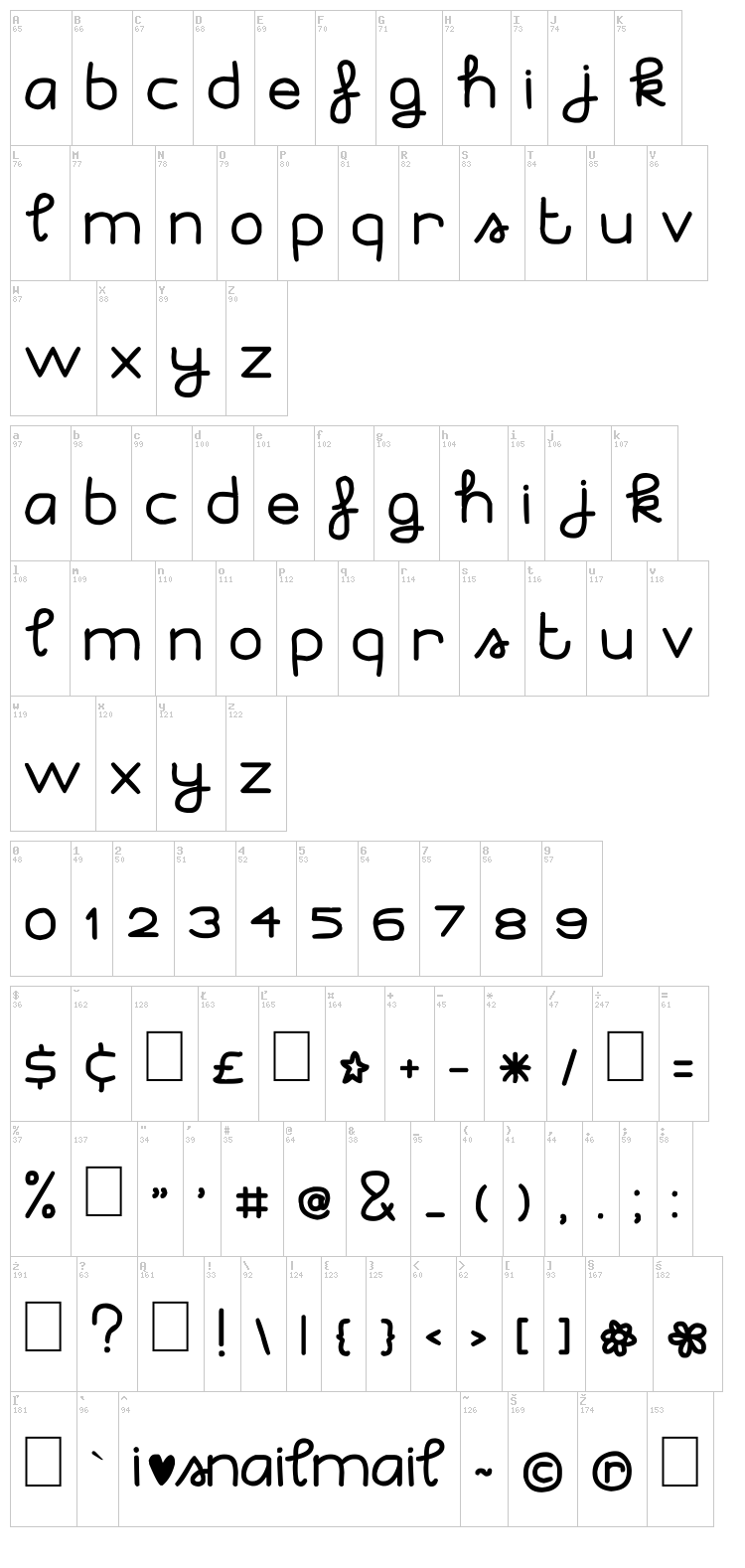 I love snailmail font map