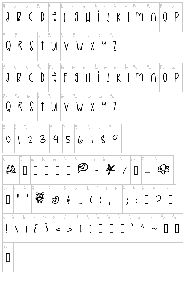 Ice Princess font map