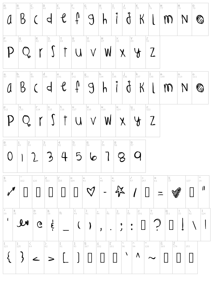 Infernos Spicy font map