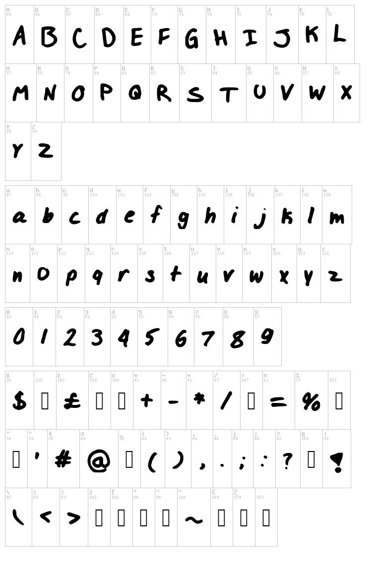 Izzy LOL Font font map
