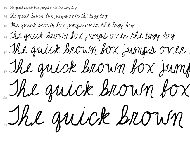 Jackie K Cursive font waterfall