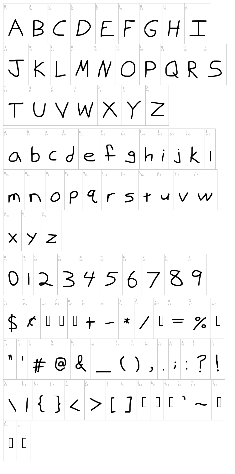 Jake Bitch Dude font map