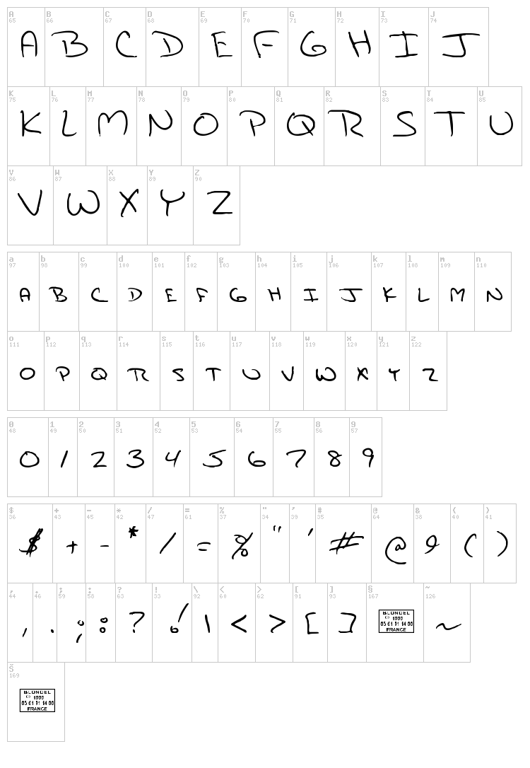 Jami font map