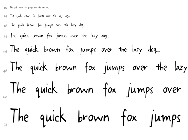 Janice Hand font waterfall