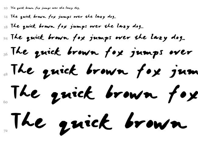 Janice Hand Bold font waterfall