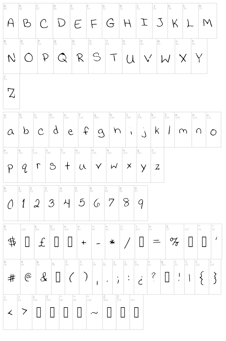 Jessica Print font map