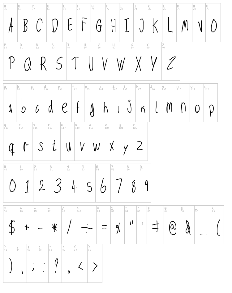 JMMJ font map